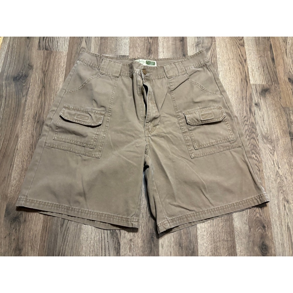 Cabelas Shorts Men Size 36 Brown Cargo Canvas Cotton Utility 7-Pocket Hiker